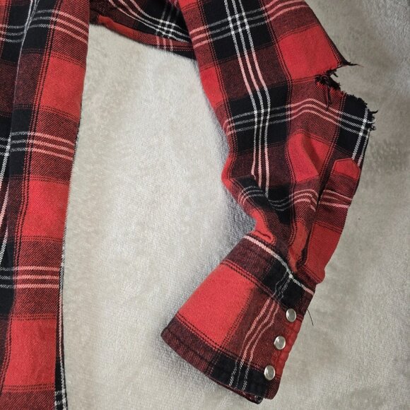 Wrangler Western Top Mens XLT Red Plaid Flannel Thick Thrashed Western Ranch - Picture 5 of 14